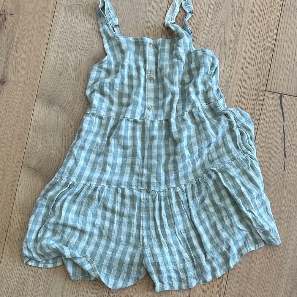 Abercrombie Kids Girls sage Green Checkered Gingham Romper 11/12